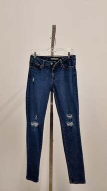 Levi's Women’s 711 Mid-Rise Distressed Skinny Jeans – Dark Wash (Size 29)